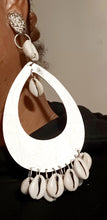 Load image into Gallery viewer, Handmade wood and cowrie shell hoops Kargo Fresh