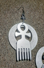 Load image into Gallery viewer, Handpainted ANKH symbol Afro pick Earrings Kargo Fresh