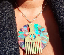 Load image into Gallery viewer, Handpainted Abstract Afro Pick Collar Necklace Kargo Fresh