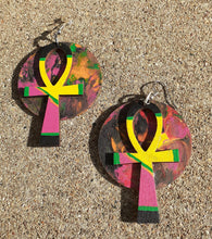 Load image into Gallery viewer, Handpainted Abstract Ankh Earrings Kargo Fresh