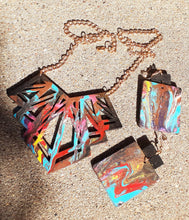 Load image into Gallery viewer, Handpainted Abstract Wooden Collar Necklace And Earrings Set Kargo Fresh