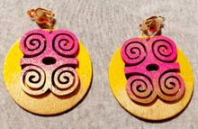 Load image into Gallery viewer, Handpainted Adinkra symbol clip on Earrings Kargo Fresh