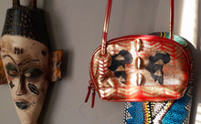 Load image into Gallery viewer, Handpainted Ankh Africa Leather Purse and Earrings Set Kargo Fresh