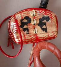 Load image into Gallery viewer, Handpainted Ankh Africa Leather Purse and Earrings Set Kargo Fresh