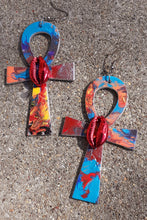 Load image into Gallery viewer, Handpainted Ankh Earrings Kargo Fresh