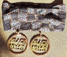 Load image into Gallery viewer, Handpainted Black Lives Matter Earrings and Matching Headband Kargo Fresh