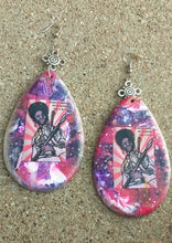 Load image into Gallery viewer, Handpainted Black Panther Party Poster Earrings Kargo Fresh