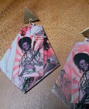Load image into Gallery viewer, Handpainted Black Panther Party Poster Earrings Kargo Fresh