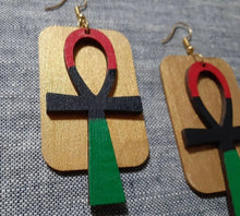 Load image into Gallery viewer, Handpainted RBG Ankh Earrings Kargo Fresh