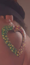 Load image into Gallery viewer, Handpainted RBGY Wooden Heart Earrings Kargo Fresh