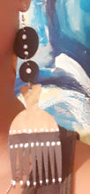 Load image into Gallery viewer, Handpainted Wood and Leather Afro Pick Earrings Kargo Fresh