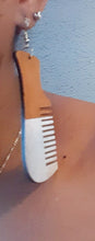 Load image into Gallery viewer, Handpainted Wooden Afro Comb Earrings Kargo Fresh