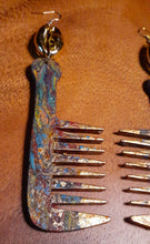 Load image into Gallery viewer, Handpainted Wooden Afro Comb Earrings Kargo Fresh