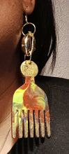 Load image into Gallery viewer, Handpainted Wooden Afro Comb Earrings Kargo Fresh