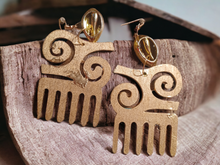 Load image into Gallery viewer, Handpainted Wooden Afro Comb Earrings Kargo Fresh