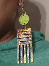 Load image into Gallery viewer, Handpainted Wooden Afro Comb Earrings Kargo Fresh