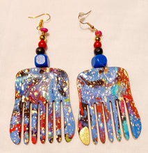 Load image into Gallery viewer, Handpainted Wooden Afro Comb Earrings Kargo Fresh
