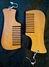 Load image into Gallery viewer, Handpainted Wooden Afro Comb Earrings Kargo Fresh