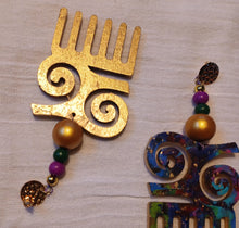 Load image into Gallery viewer, Handpainted Wooden Afro Comb Earrings Kargo Fresh