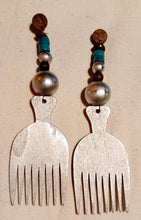 Load image into Gallery viewer, Handpainted Wooden Afro Comb Earrings Kargo Fresh