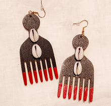 Load image into Gallery viewer, Handpainted Wooden Afro Comb Earrings Kargo Fresh