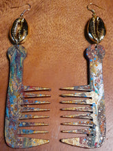 Load image into Gallery viewer, Handpainted Wooden Afro Comb Earrings Kargo Fresh
