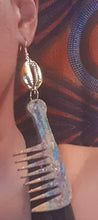 Load image into Gallery viewer, Handpainted Wooden Afro Comb Earrings Kargo Fresh