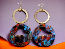 Load image into Gallery viewer, Handpainted Wooden Afro Comb Earrings Kargo Fresh