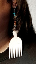 Load image into Gallery viewer, Handpainted Wooden Afro Comb Earrings Kargo Fresh