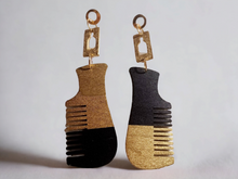 Load image into Gallery viewer, Handpainted Wooden Afro Comb Earrings Kargo Fresh
