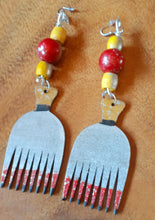 Load image into Gallery viewer, Handpainted Wooden Afro Pick Earrings Kargo Fresh