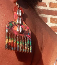 Load image into Gallery viewer, Handpainted Wooden Afro Pick Earrings Kargo Fresh
