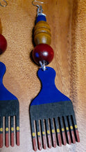 Load image into Gallery viewer, Handpainted Wooden Afro Pick Earrings Kargo Fresh
