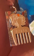 Load image into Gallery viewer, Handpainted Wooden Afro Pick Earrings Kargo Fresh