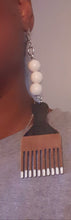 Load image into Gallery viewer, Handpainted Wooden Afro Pick Earrings Kargo Fresh
