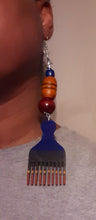Load image into Gallery viewer, Handpainted Wooden Afro Pick Earrings Kargo Fresh
