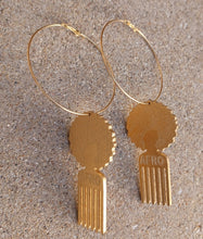 Load image into Gallery viewer, Handpainted Wooden Afro Pick Hoop Earrings Kargo Fresh