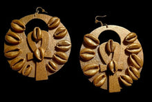 Load image into Gallery viewer, Handpainted Wooden Ankh Hoop Earrings Kargo Fresh