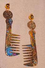 Load image into Gallery viewer, Handpainted Wooden Clip On Afro Pick Earrings Kargo Fresh