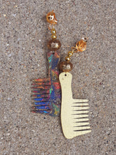Load image into Gallery viewer, Handpainted Wooden Clip On Afro Pick Earrings Kargo Fresh
