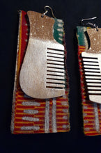 Load image into Gallery viewer, Handpainted Wooden Kente Afro Comb Earrings Kargo Fresh
