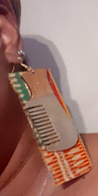 Load image into Gallery viewer, Handpainted Wooden Kente Afro Comb Earrings Kargo Fresh