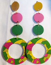 Load image into Gallery viewer, Handpainted abstract wood clip on earrings Kargo Fresh