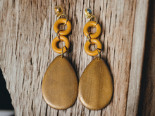 Load image into Gallery viewer, Handpainted abstract wood clip on earrings Kargo Fresh