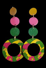 Load image into Gallery viewer, Handpainted abstract wood clip on earrings Kargo Fresh