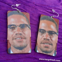 Load image into Gallery viewer, King El Hajj Malik El Shabazz Malcom X Tribute Earrings Kargo Fresh