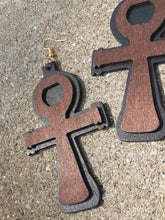 Load image into Gallery viewer, Large Classic Wooden Ankh Earrings Kargo Fresh