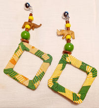 Load image into Gallery viewer, Large Handmade Handcarved Wooden Native African Animals Clip on Earrings Kargo Fresh