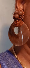 Load image into Gallery viewer, Large Vintage Bovine Leather and Bead Couture Clip on Earrings Kargo Fresh