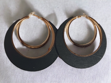 Load image into Gallery viewer, Large and Chunky Wood and metal Hoop Earrings Kargo Fresh